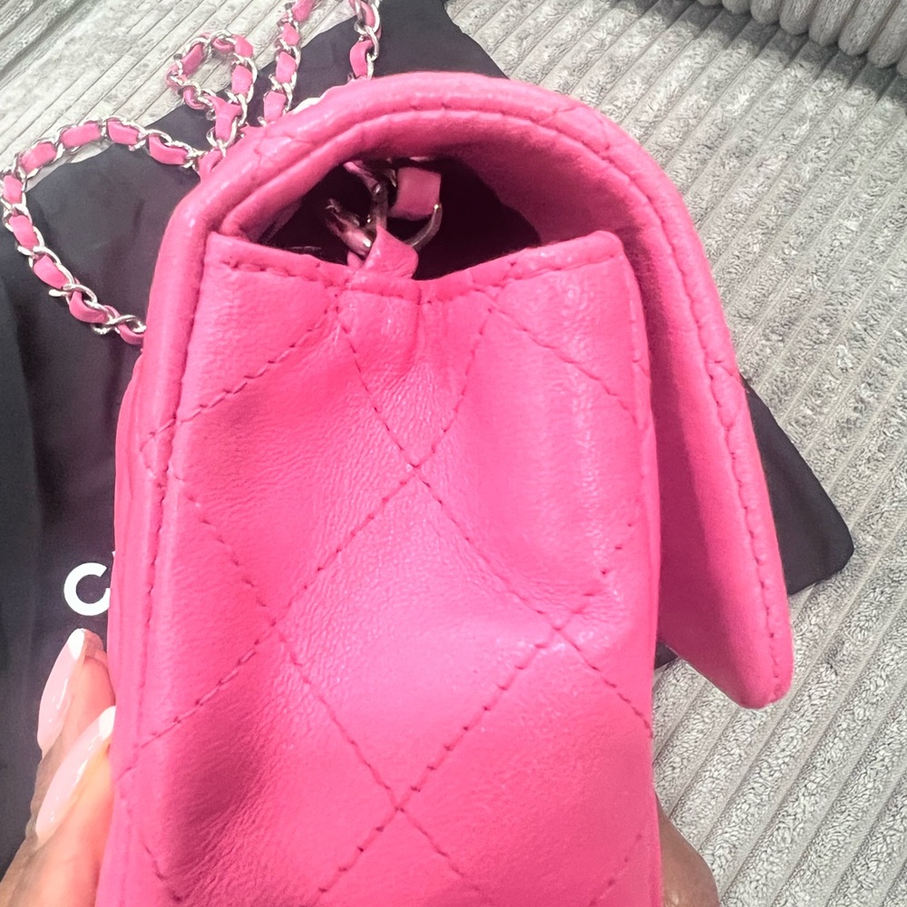CHANEL Fuchsia Classic Mini Lambskin - Picture 9 of 16